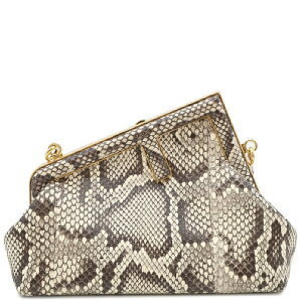 Fendi Clutch Bag First Python White Grey - image 1